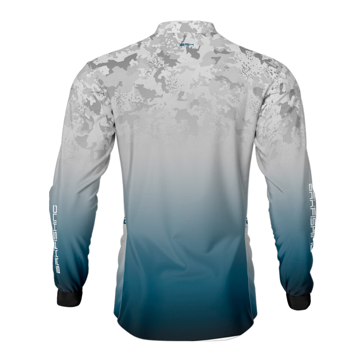 Camisa de Pesca Brk Cinza e Azul Camuflado com Proteção UV50+ - Brk Fishing