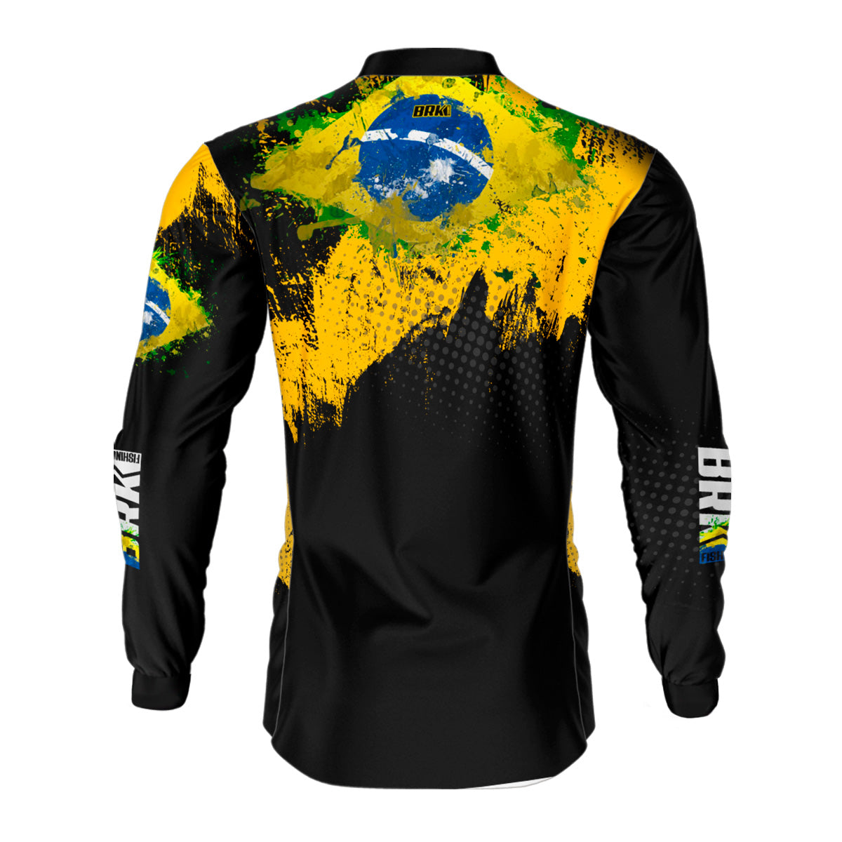 Camisa de Pesca Brk Preto e Amarelo com Proteção Solar UV50+ - Brk Fishing