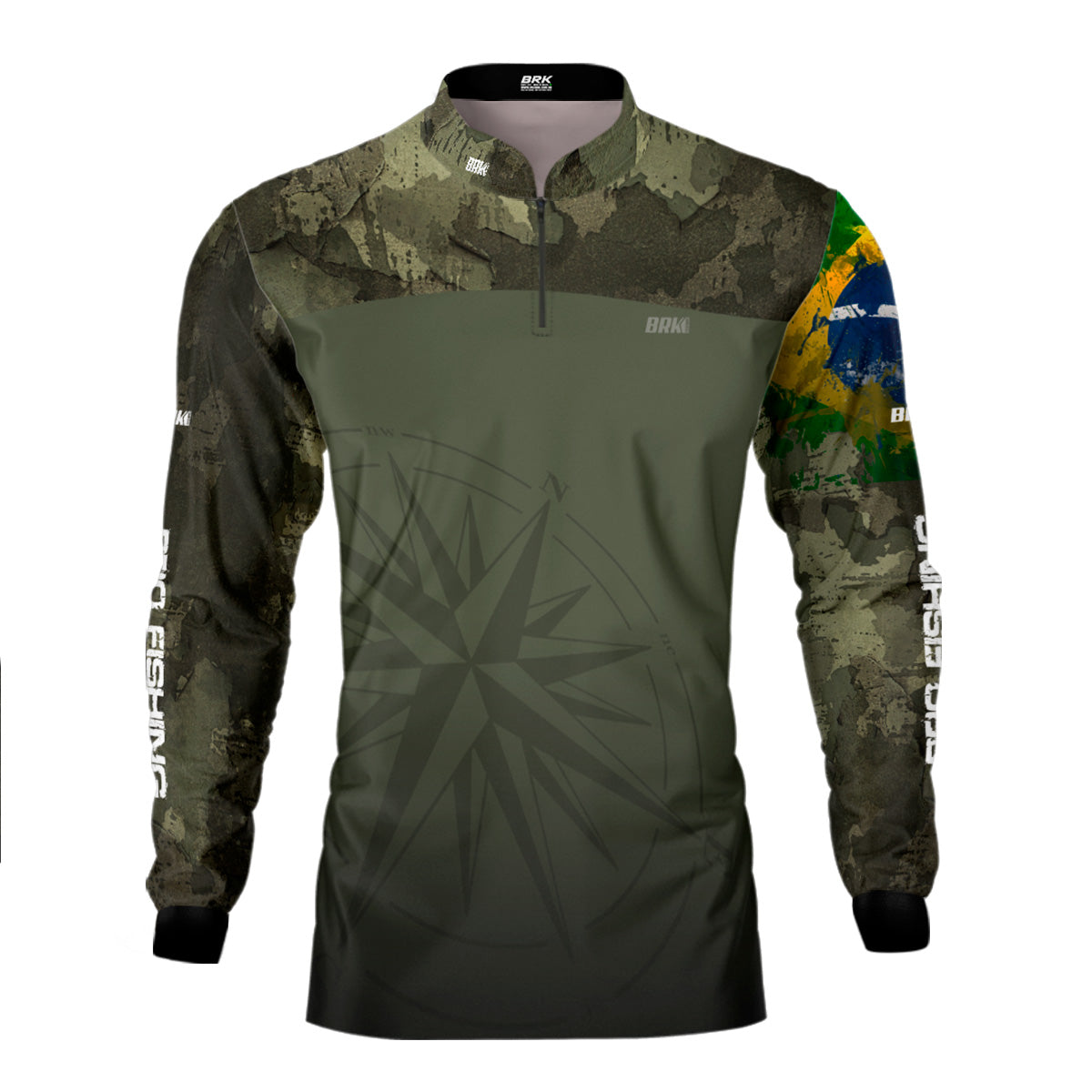 Camisa de Pesca Brk Bussola Brasil Camuflada com Proteção Solar UV50+ - Brk Fishing