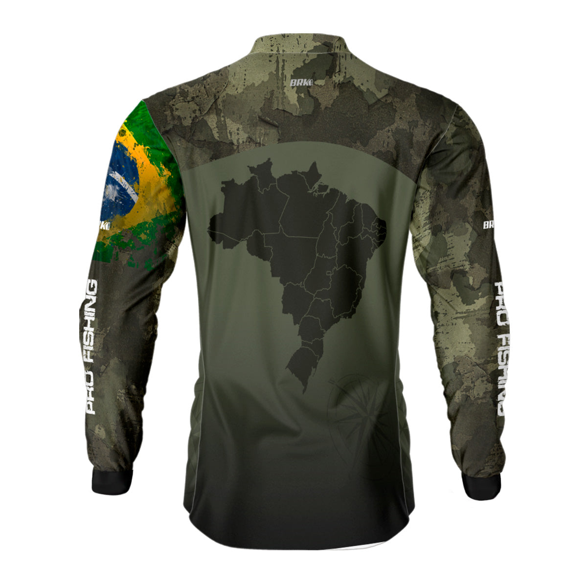 Camisa de Pesca Brk Bussola Brasil Camuflada com Proteção Solar UV50+ - Brk Fishing