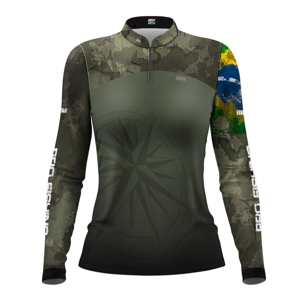 Camisa Feminina  Agro Brk Bussola Brasil Camuflada com Proteção Solar UV50+ - Brk Fishing