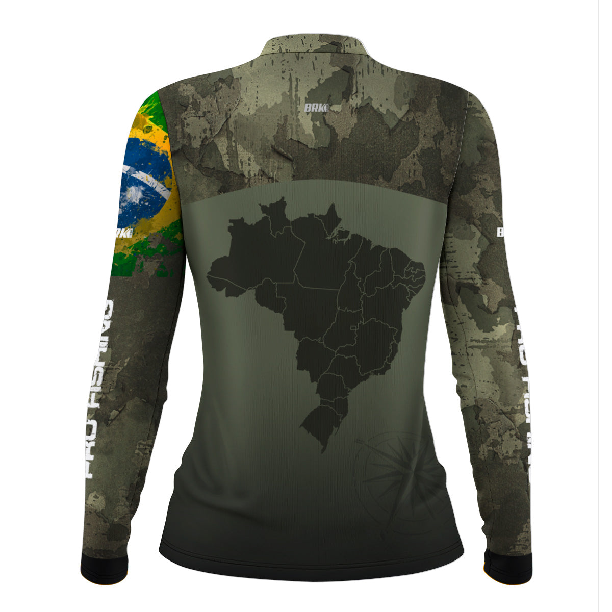 Camisa Feminina  Agro Brk Bussola Brasil Camuflada com Proteção Solar UV50+ - Brk Fishing