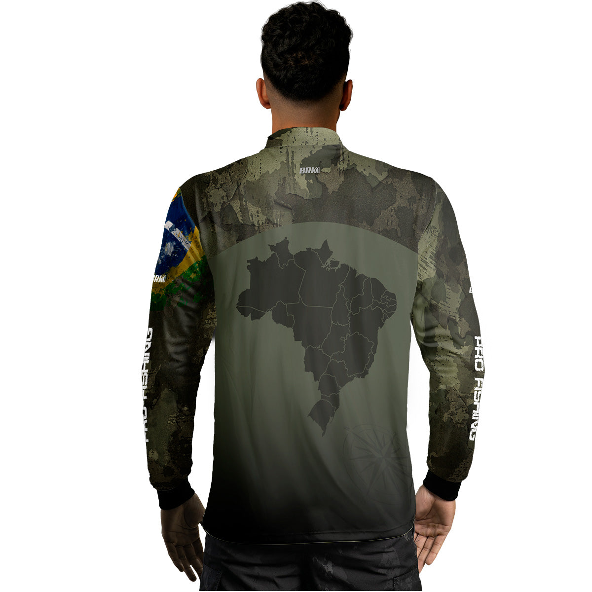 Camisa de Pesca Brk Bussola Brasil Camuflada com Proteção Solar UV50+ - Brk Fishing