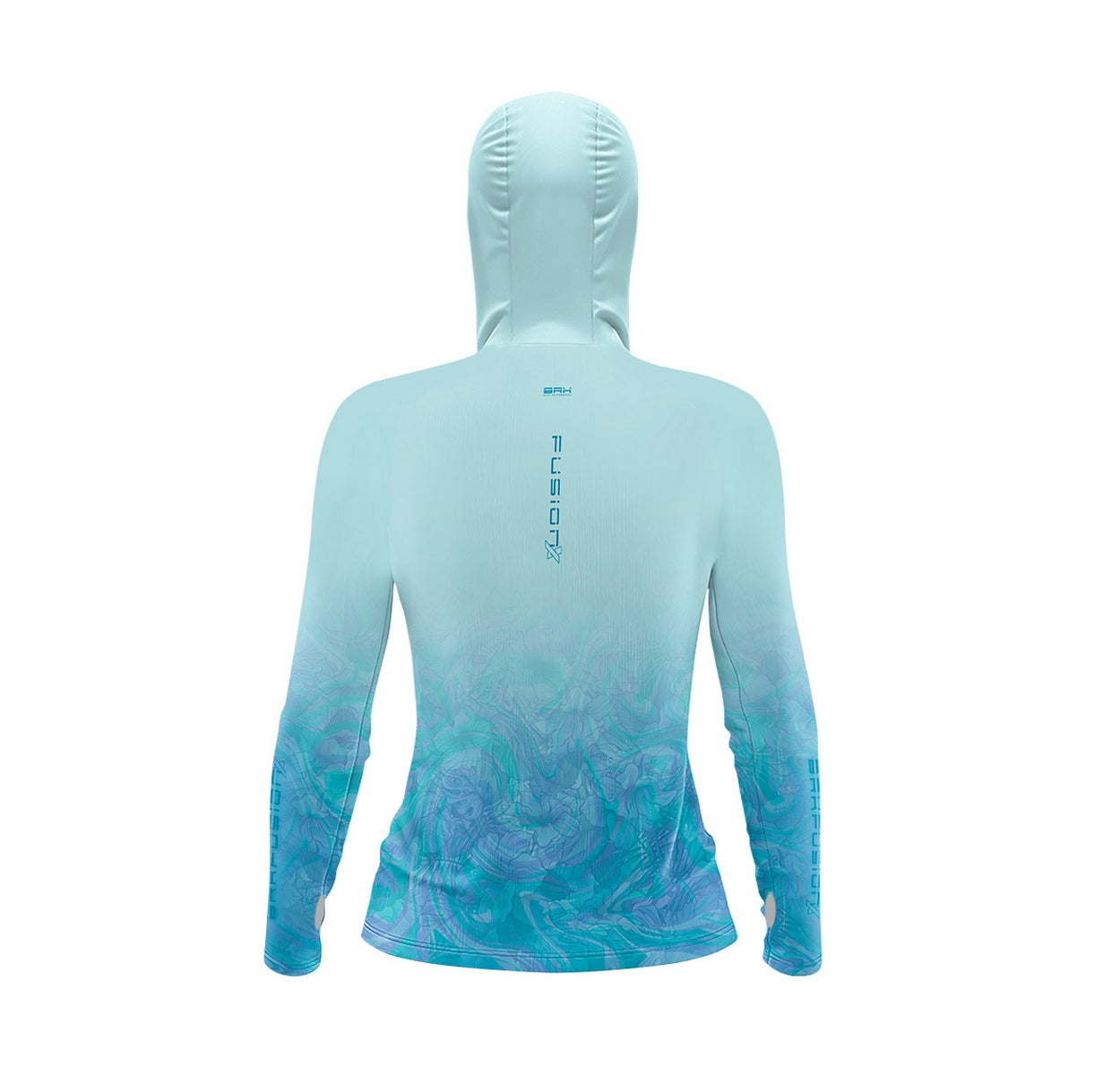 Camisa FusionX Feminina Brk Deep Azul Cristal com Capuz e Proteção Solar UV50+ Envio Imediato Brk Fishing