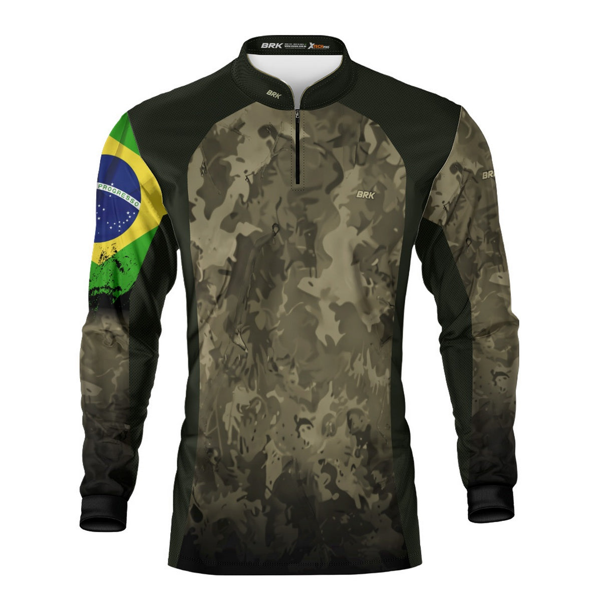 Camisa Agro Brk Camuflada Bandeira do Brasil com Proteção Solar UV50+ - Brk Fishing