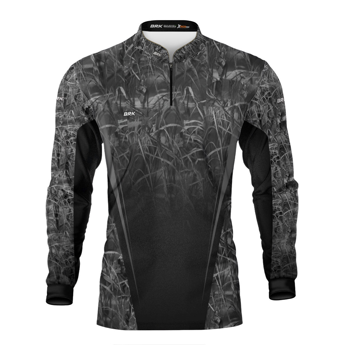 Camisa Agro Brk Camuflada Preto e Cinza com Proteção Solar UV50+ - Brk Fishing