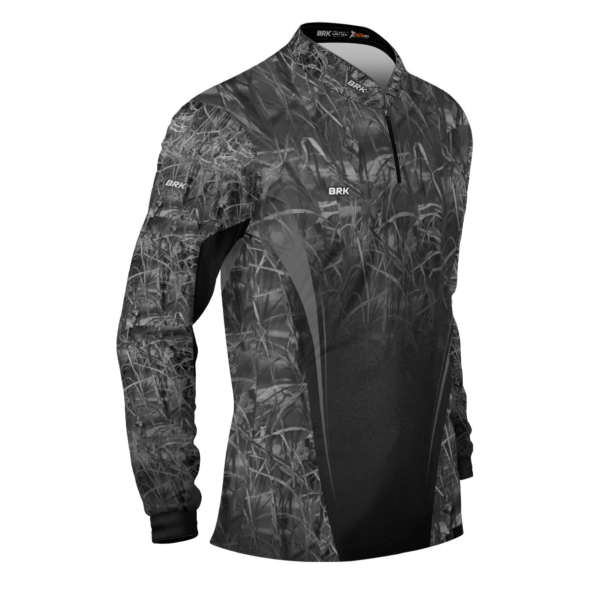 Camisa Agro Brk Camuflada Preto e Cinza com Proteção Solar UV50+ - Brk Fishing