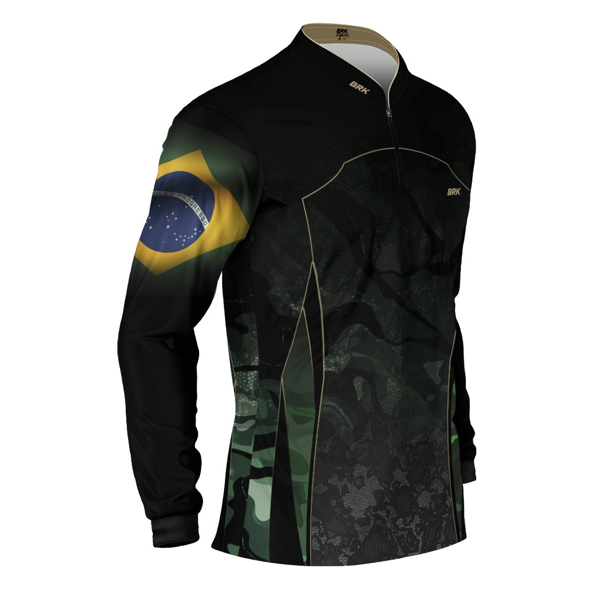 Camisa Agro Brk Camuflada Bandeira do Brasil com Proteção Solar UV50+ - Brk Fishing