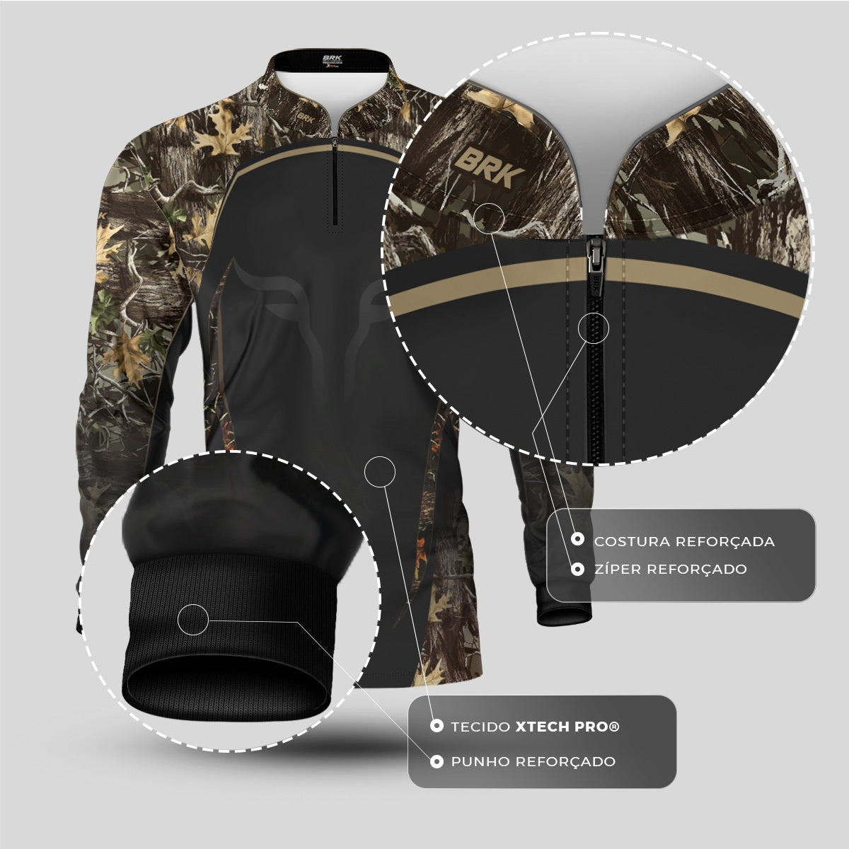 Camisa Agro Brk Camuflada Long Horn com Proteção Solar UV50+ - Brk Fishing