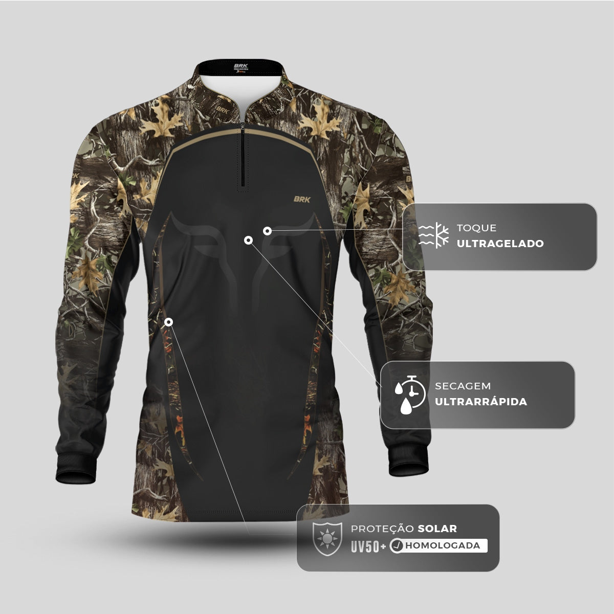 Camisa Agro Brk Camuflada Long Horn com Proteção Solar UV50+ - Brk Fishing