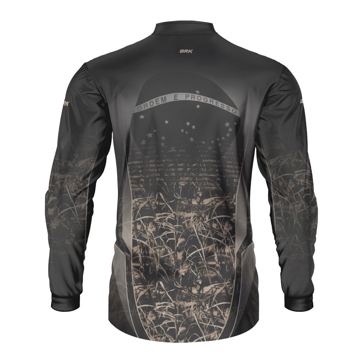 Camisa Agro Brk Camuflada Cinza com Bandeira do Brasil com Proteção Solar UV50+ - Brk Fishing