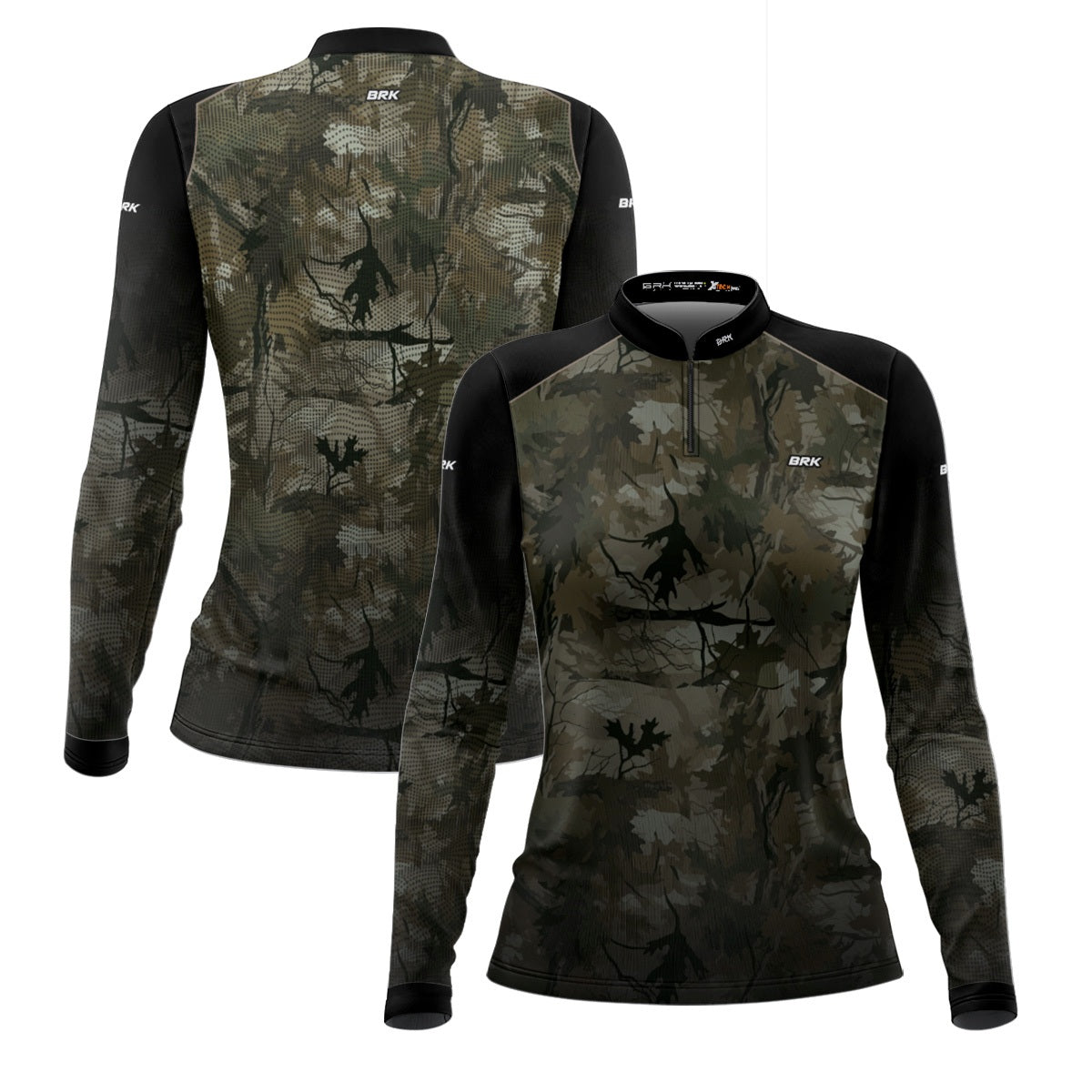 Camisa Agro Feminina Brk Camuflada Verde Folhas com Proteção Solar UV50+ - Brk Fishing