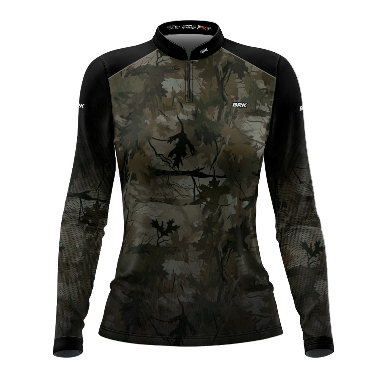 Camisa Agro Feminina Brk Camuflada Verde Folhas com Proteção Solar UV50+ - Brk Fishing