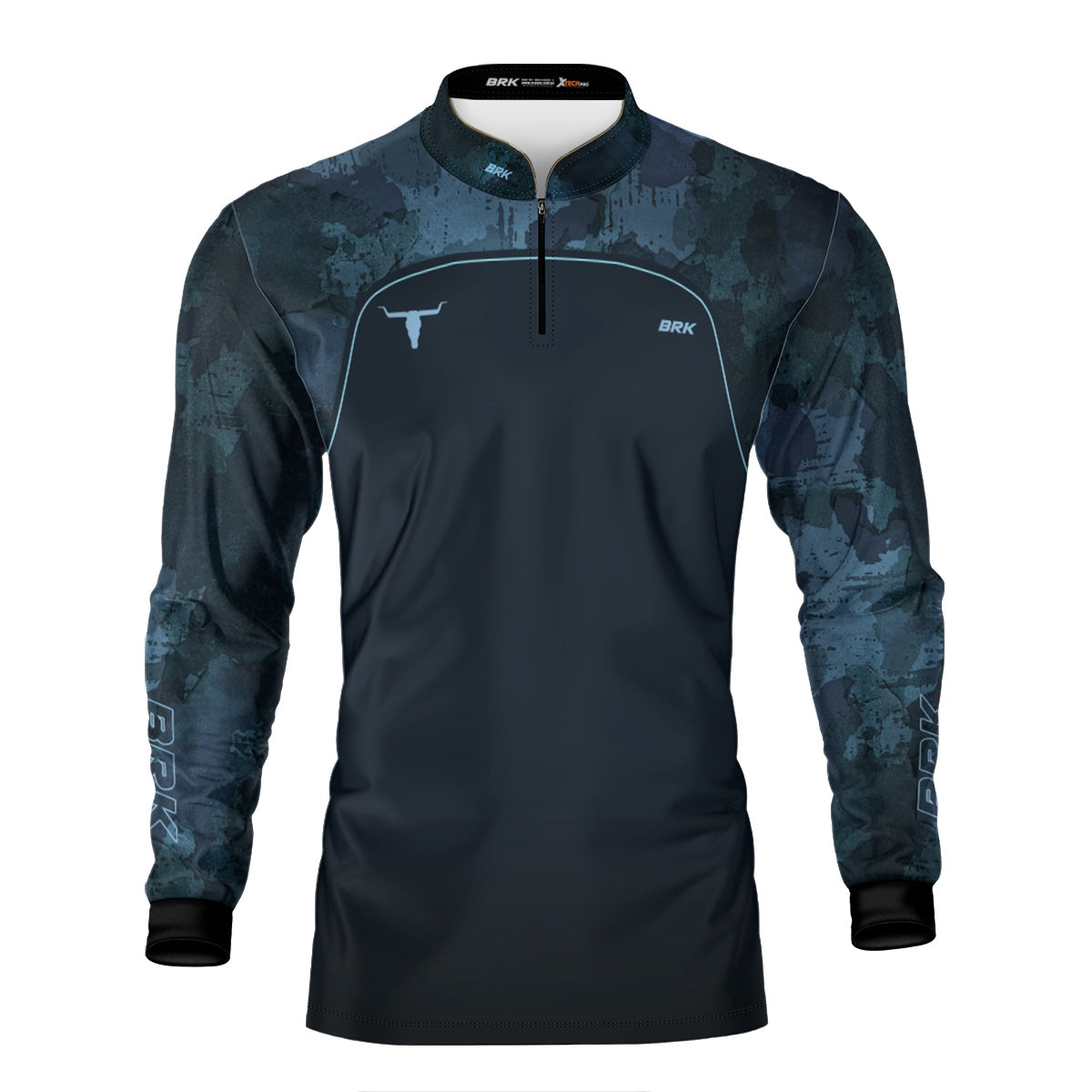 Camisa Agro Brk Camo Long Horn Brasil Azul com Proteção Solar UV50+ - Brk Fishing