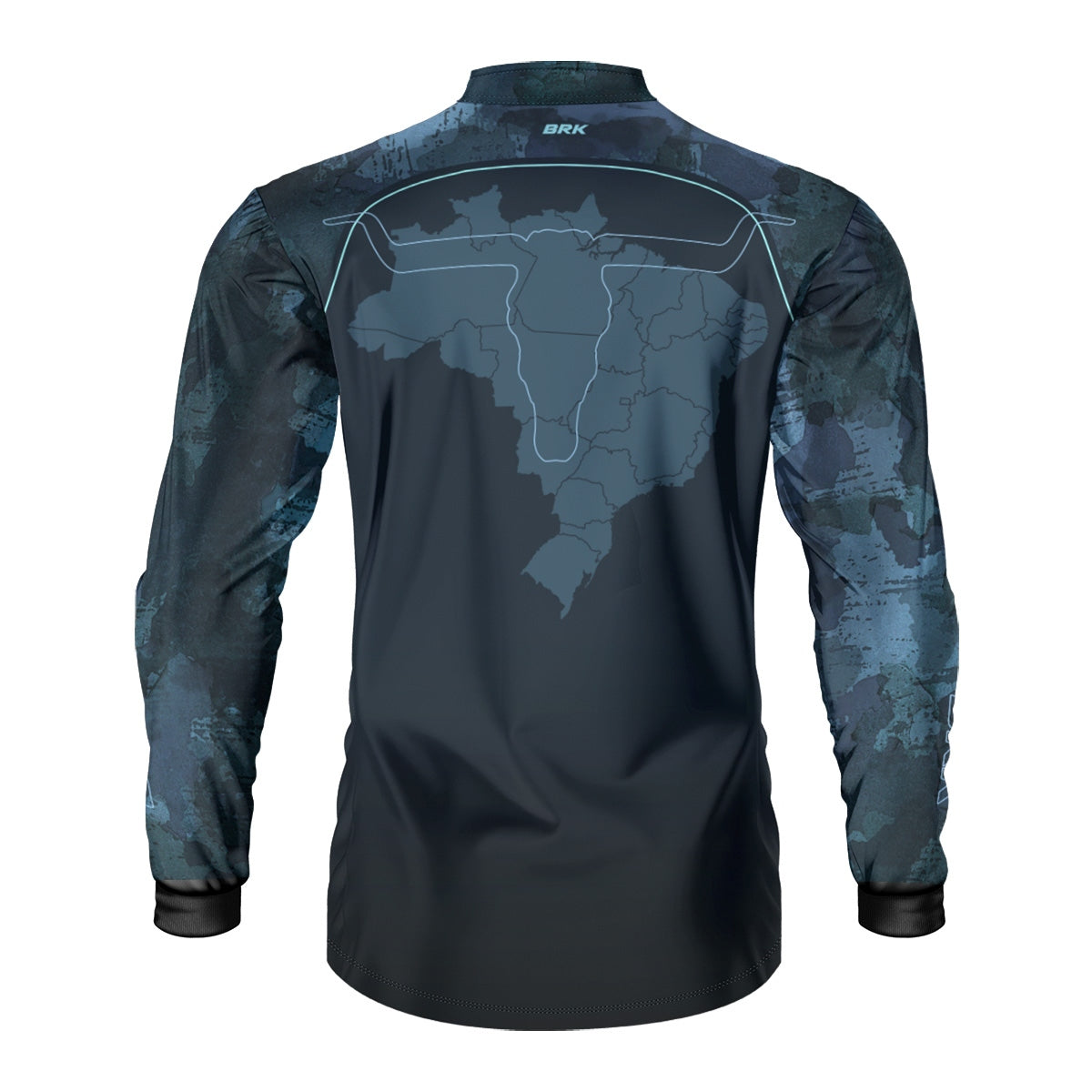 Camisa Agro Brk Camo Long Horn Brasil Azul com Proteção Solar UV50+ - Brk Fishing