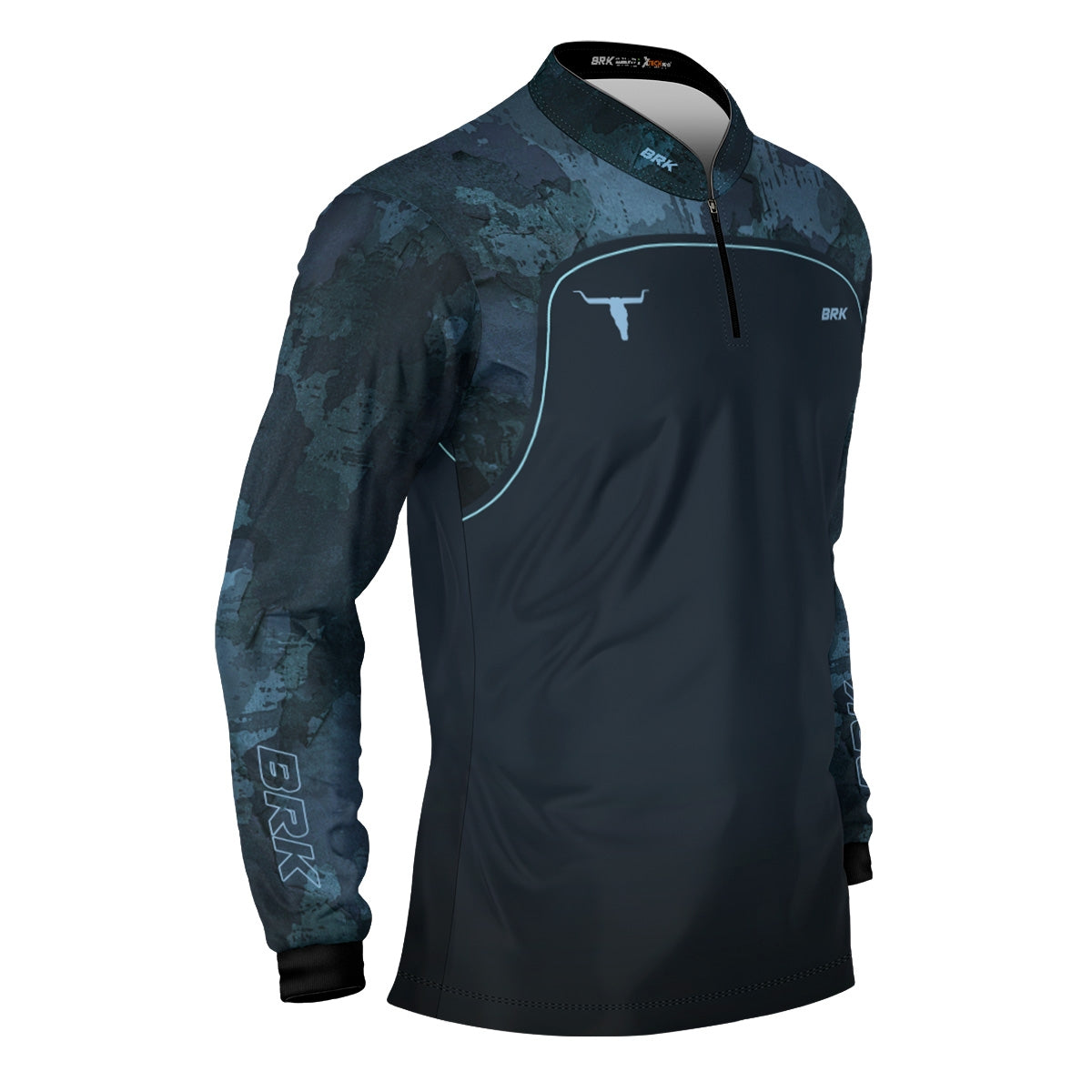 Camisa Agro Brk Camo Long Horn Brasil Azul com Proteção Solar UV50+ - Brk Fishing