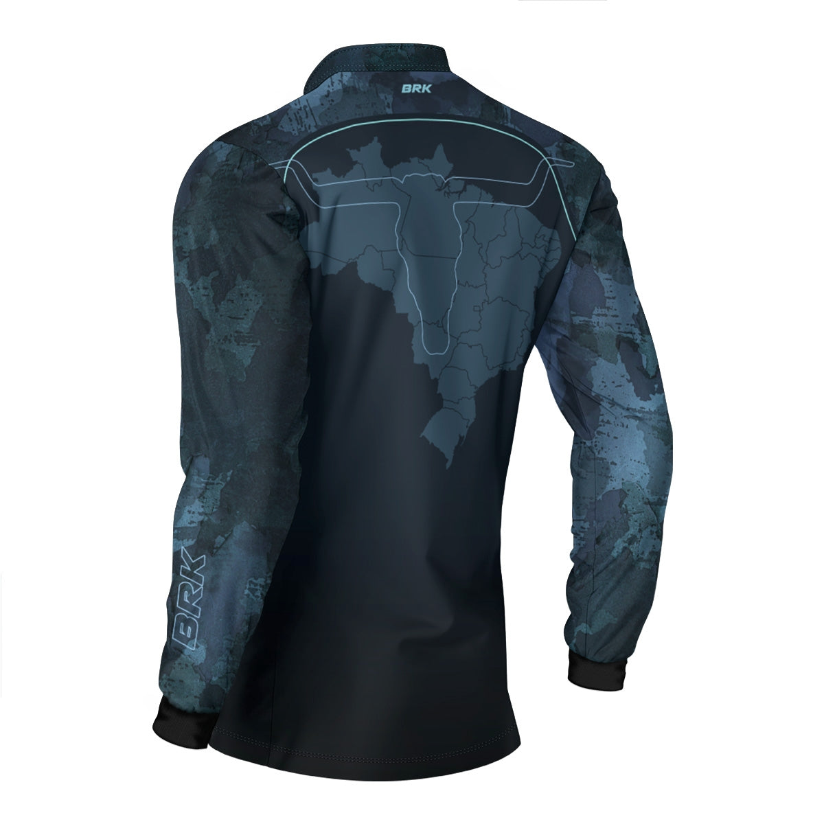 Camisa Agro Brk Camo Long Horn Brasil Azul com Proteção Solar UV50+ - Brk Fishing