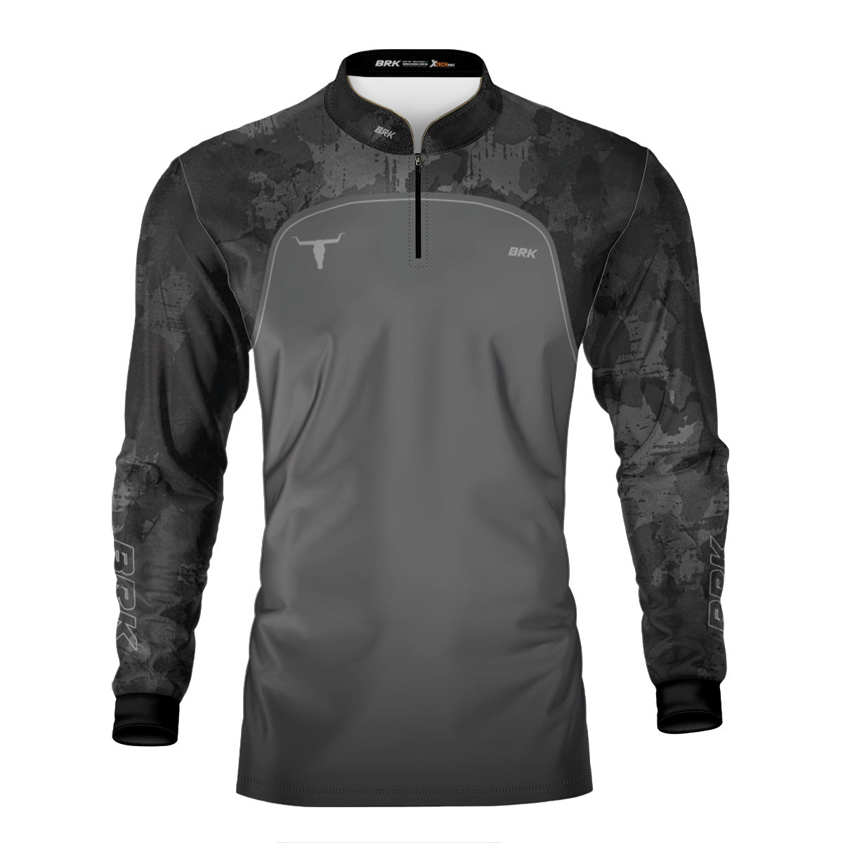 Camisa Agro Brk Camo Long Horn Brasil Cinza com Proteção Solar UV50+ - Brk Fishing