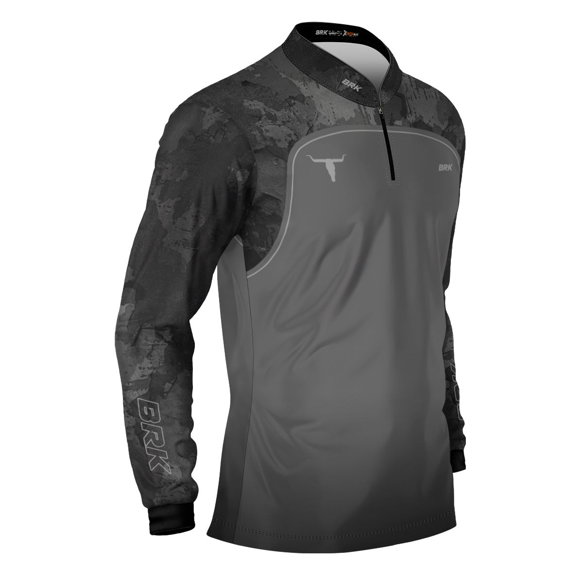 Camisa Agro Brk Camo Long Horn Brasil Cinza com Proteção Solar UV50+ - Brk Fishing