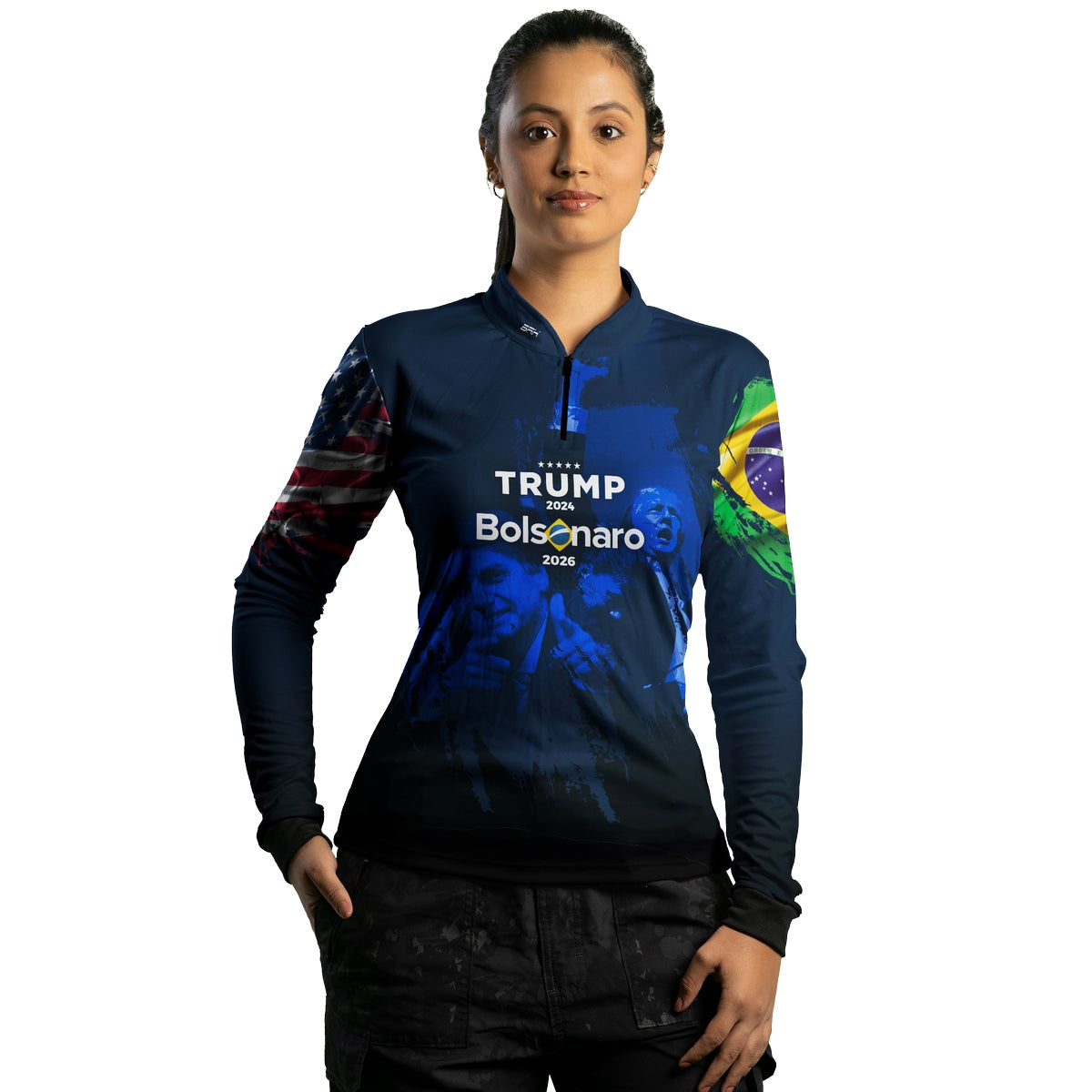 Camisa Agro Feminina Brk Trump e Bolsonaro com Proteção Solar UV50+ - Brk Fishing