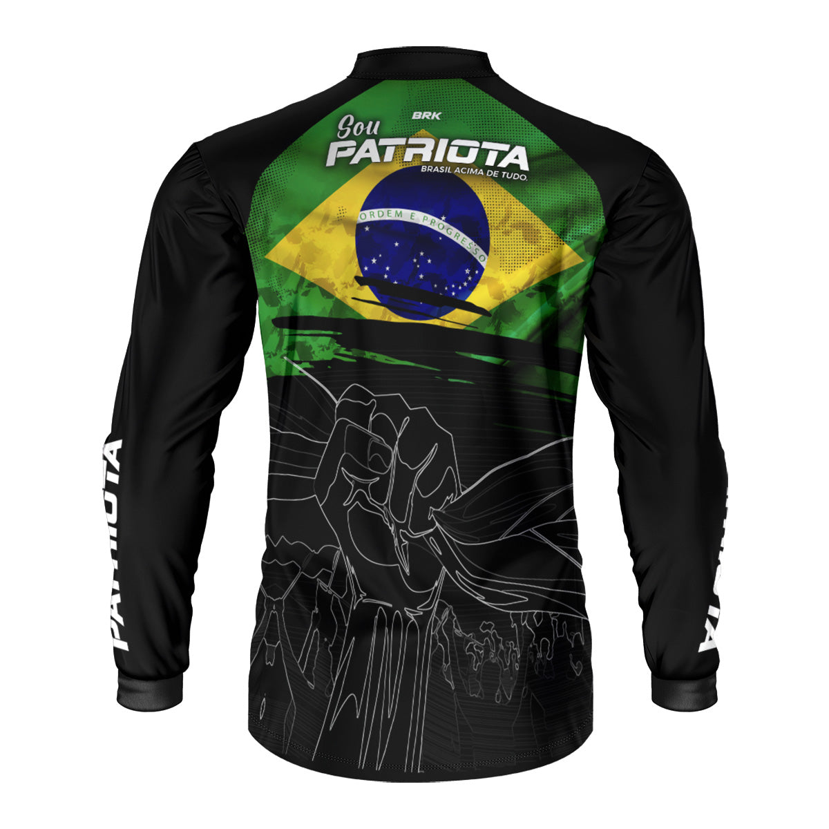 Camisa Agro Brk Básica Patriota Preta Bandeira do Brasil com Proteção UV50+ - Brk Fishing