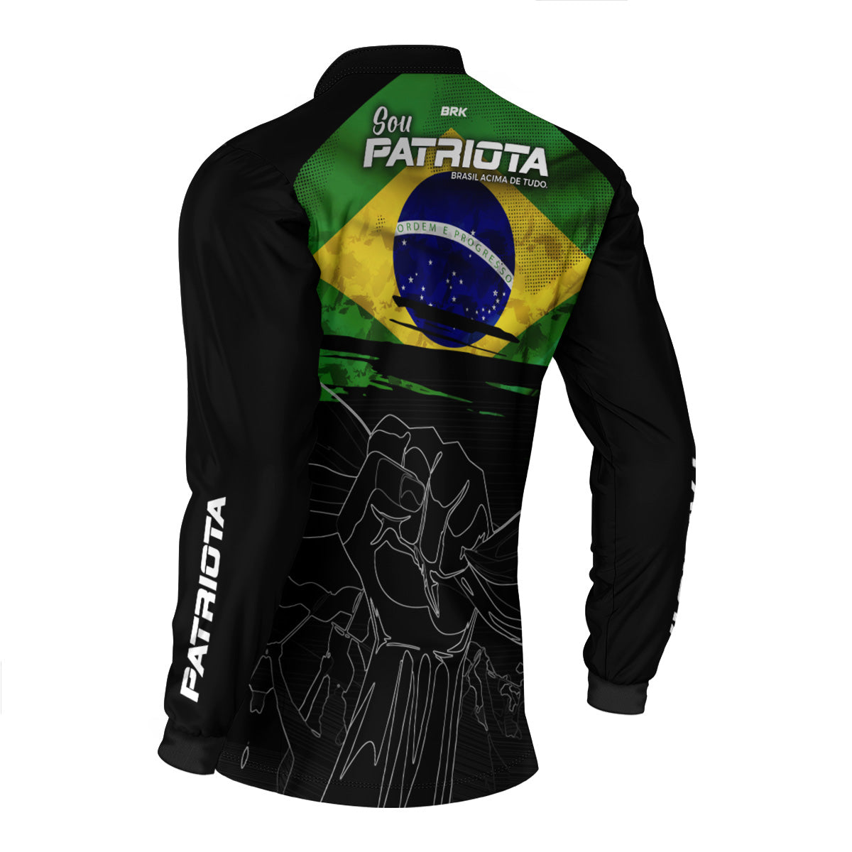 Camisa Agro Brk Básica Patriota Preta Bandeira do Brasil com Proteção UV50+ - Brk Fishing