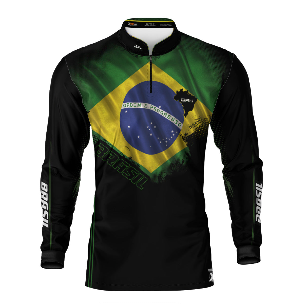 Camisa Agro Brk Bandeira do Brasil com Proteção Solar UV50+ - Brk Fishing