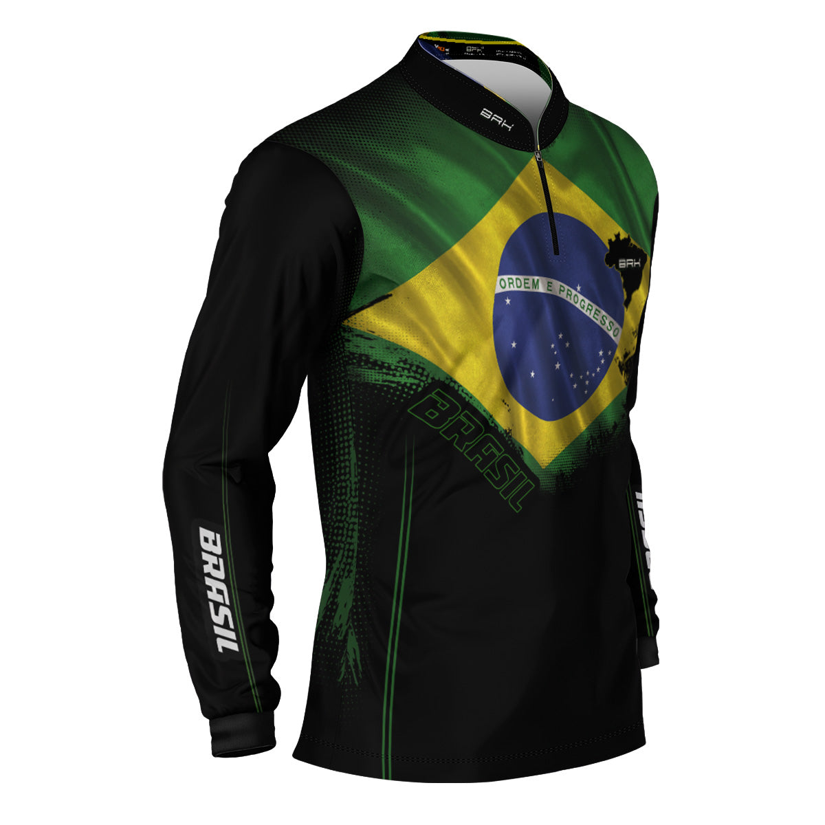 Camisa Agro Brk Bandeira do Brasil com Proteção Solar UV50+ - Brk Fishing