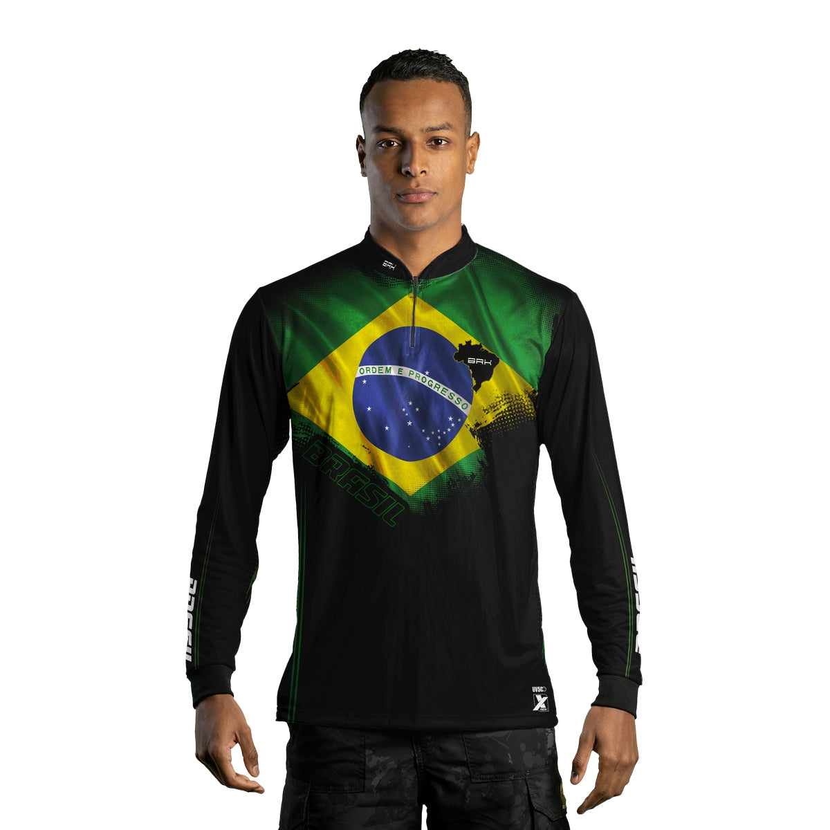 Camisa Agro Brk Bandeira do Brasil com Proteção Solar UV50+ - Brk Fishing