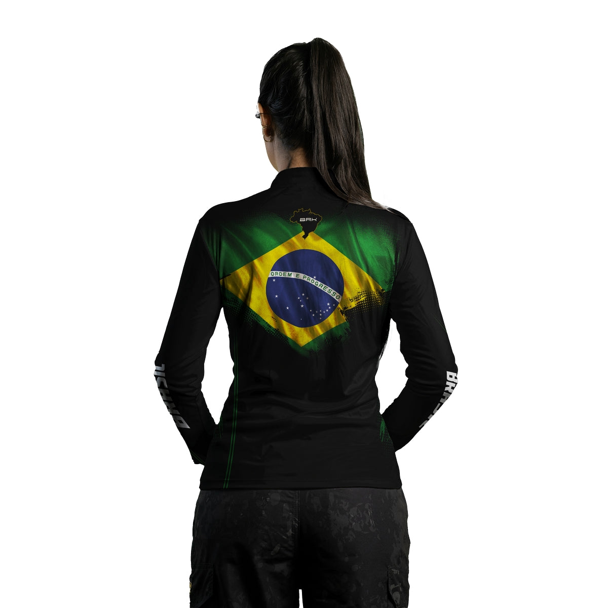 Camisa Agro Feminina Brk Bandeira do Brasil com Proteção Solar UV50+ - Brk Fishing