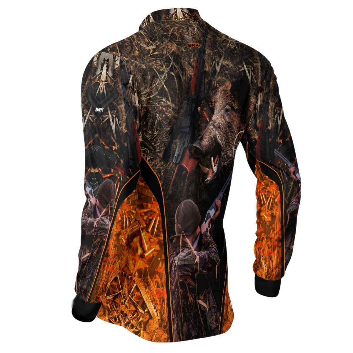 Camisa de Pesca Brk Camuflado Laranja Javali com Proteção Solar UV50+ - Brk Fishing