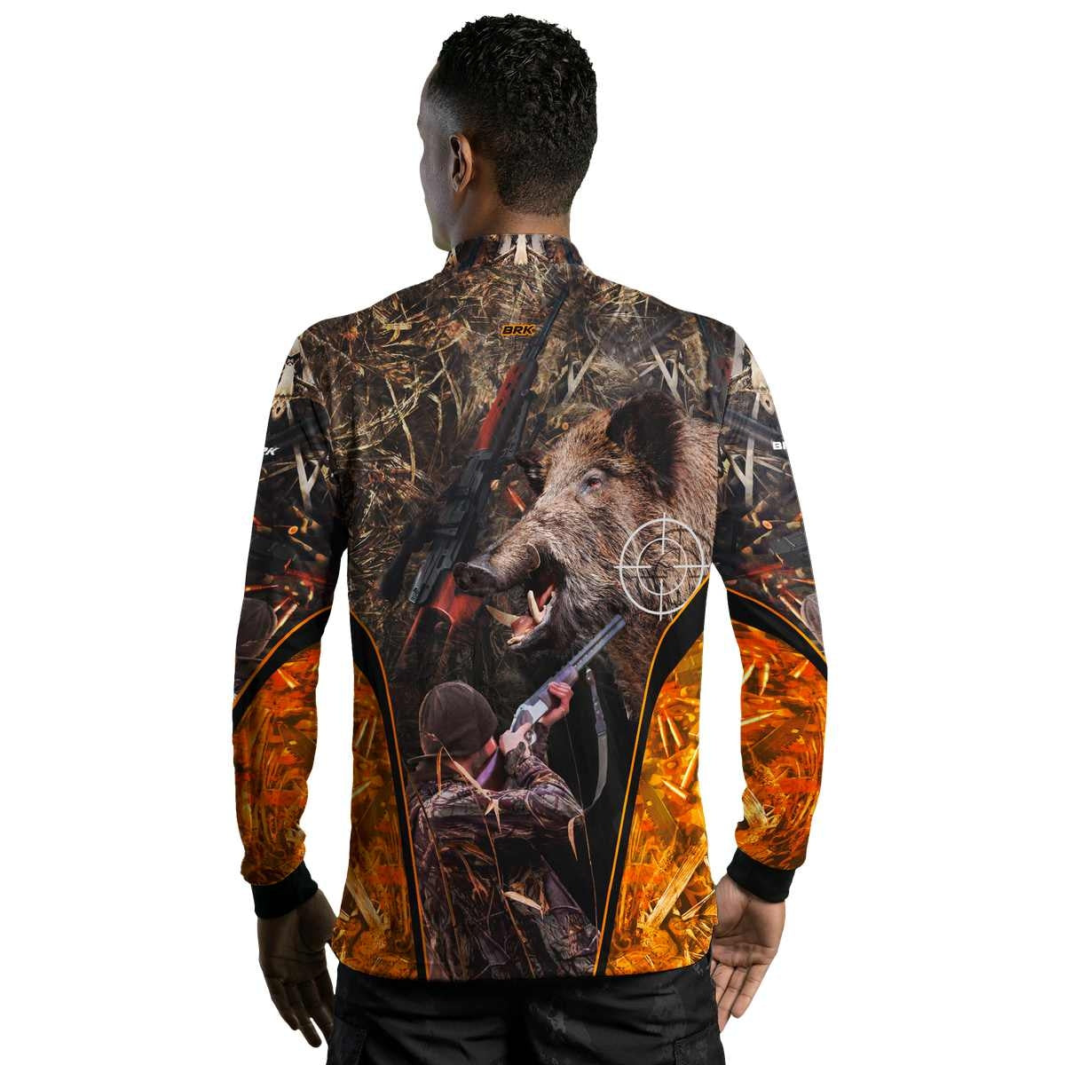 Camisa de Pesca Brk Camuflado Laranja Javali com Proteção Solar UV50+ - Brk Fishing