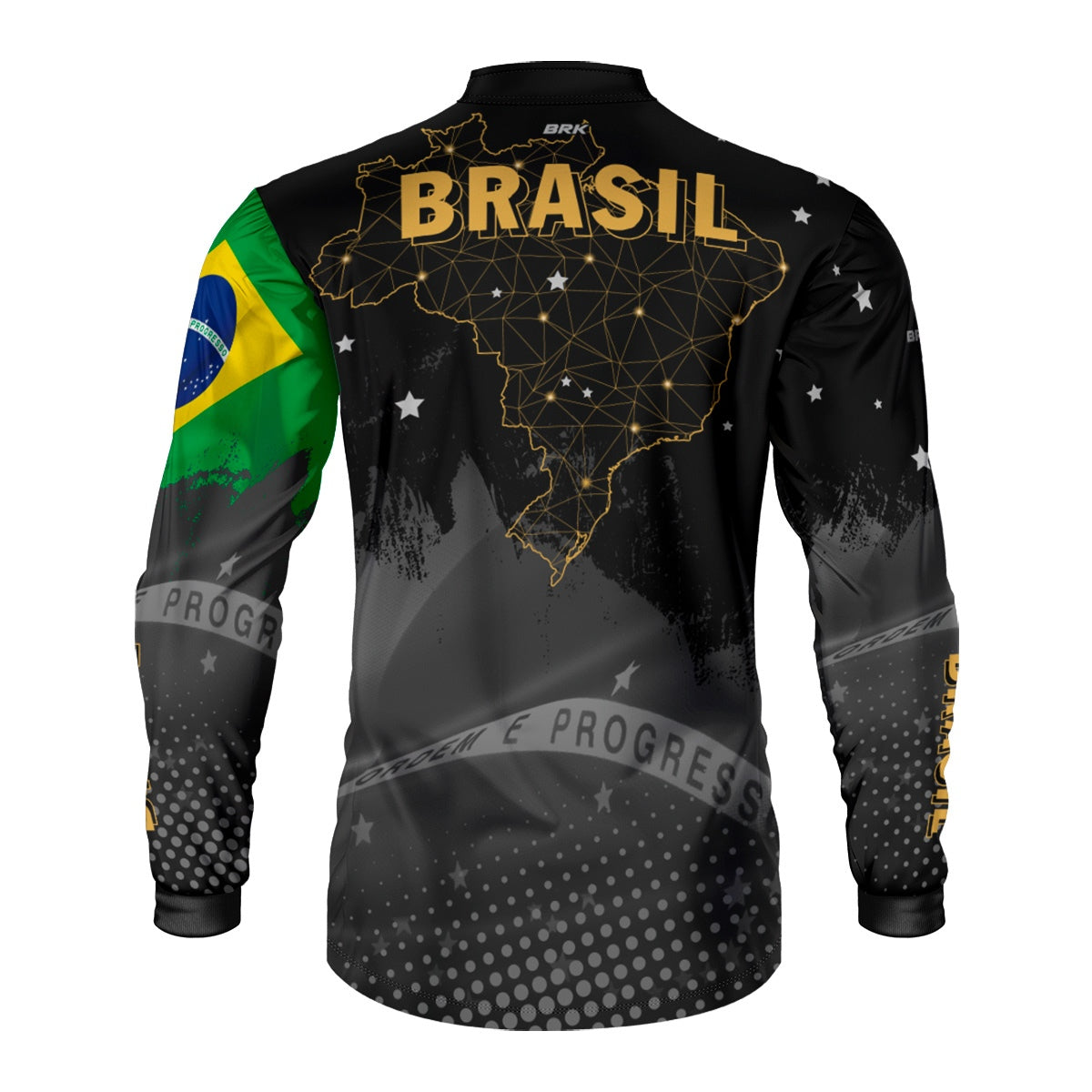 Camisa Agro Brk Brasil Preta com Proteção Solar UV50+ - Brk Fishing