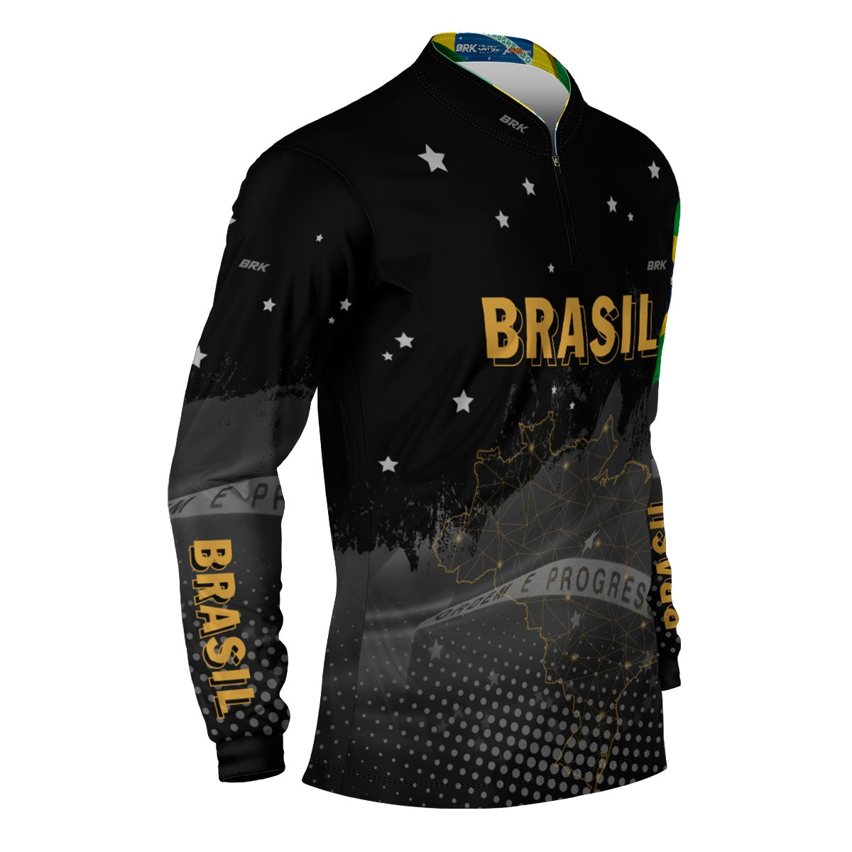 Camisa Agro Brk Brasil Preta com Proteção Solar UV50+ - Brk Fishing
