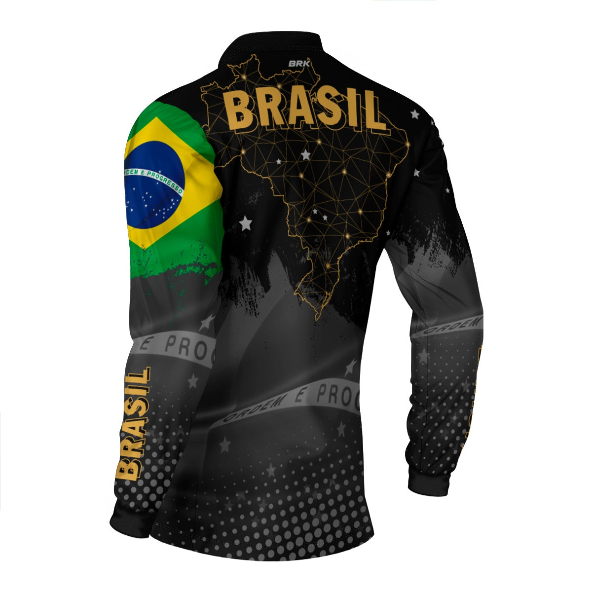 Camisa Agro Brk Brasil Preta com Proteção Solar UV50+ - Brk Fishing