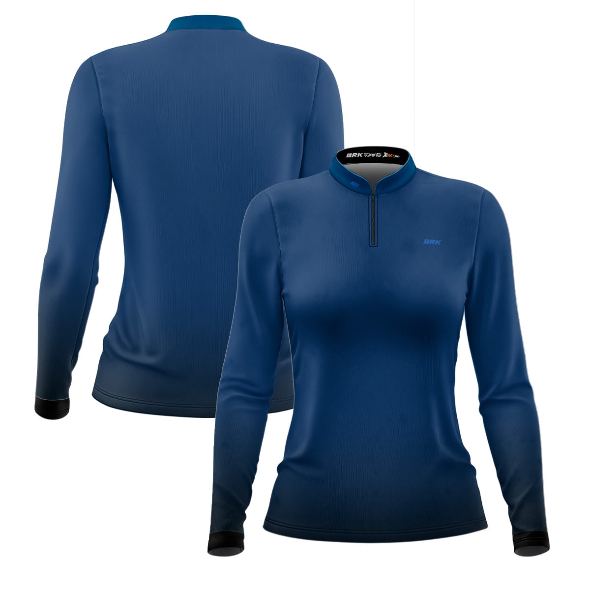 Camisa Feminina Brk Basic Azul Naval com Proteção Solar UV50 Envio Imediato Brk Fishing