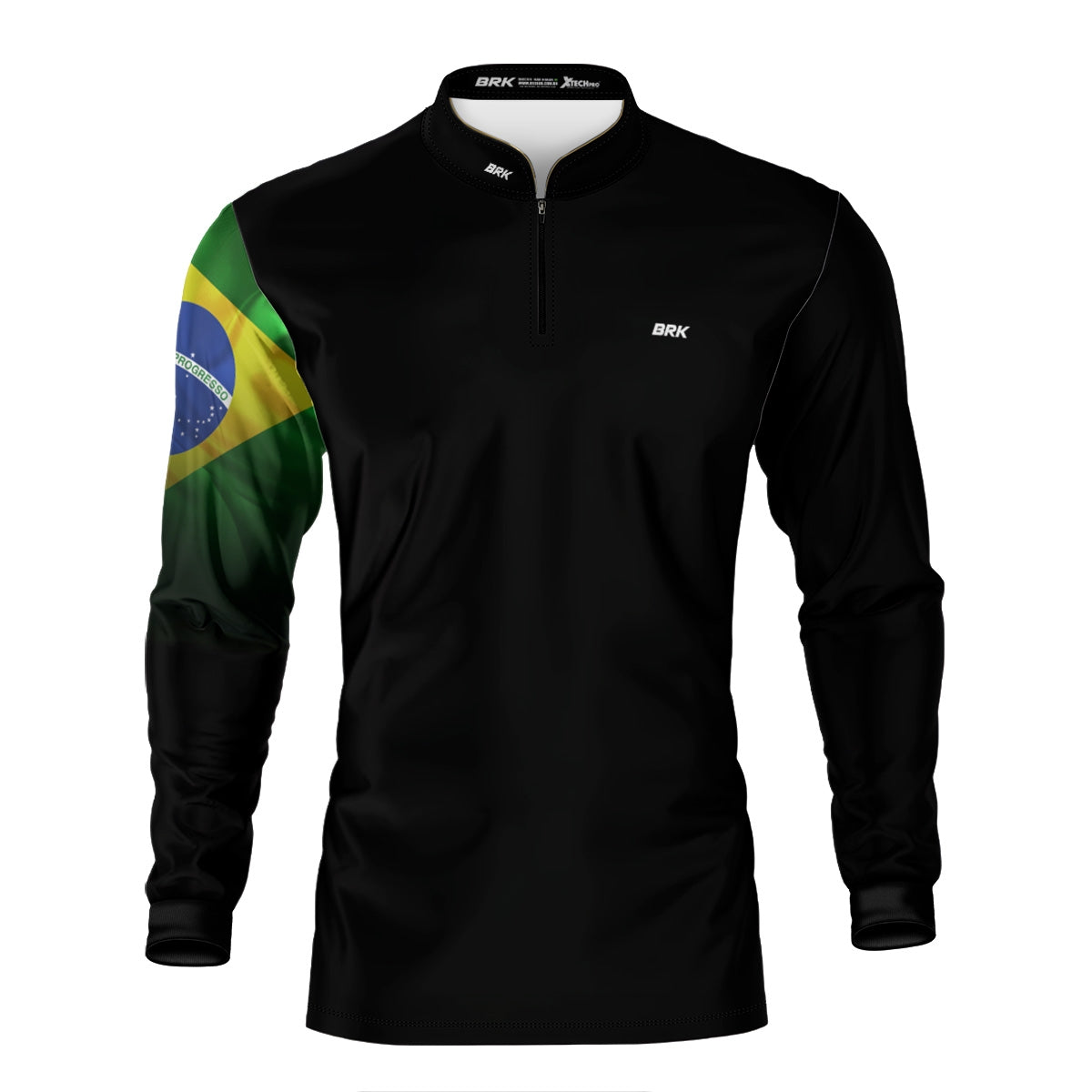 Camisa de Motociclismo Brk Preta Bandeira do Brasil com Proteção Solar UV50+ - Brk Fishing