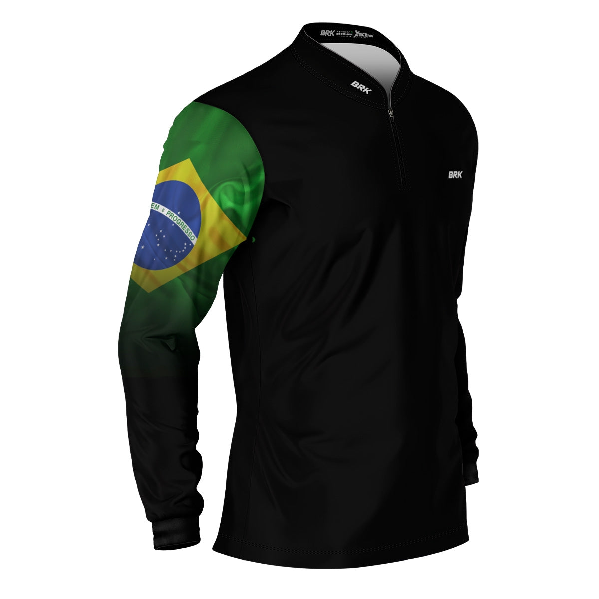 Camisa de Motociclismo Brk Preta Bandeira do Brasil com Proteção Solar UV50+ - Brk Fishing