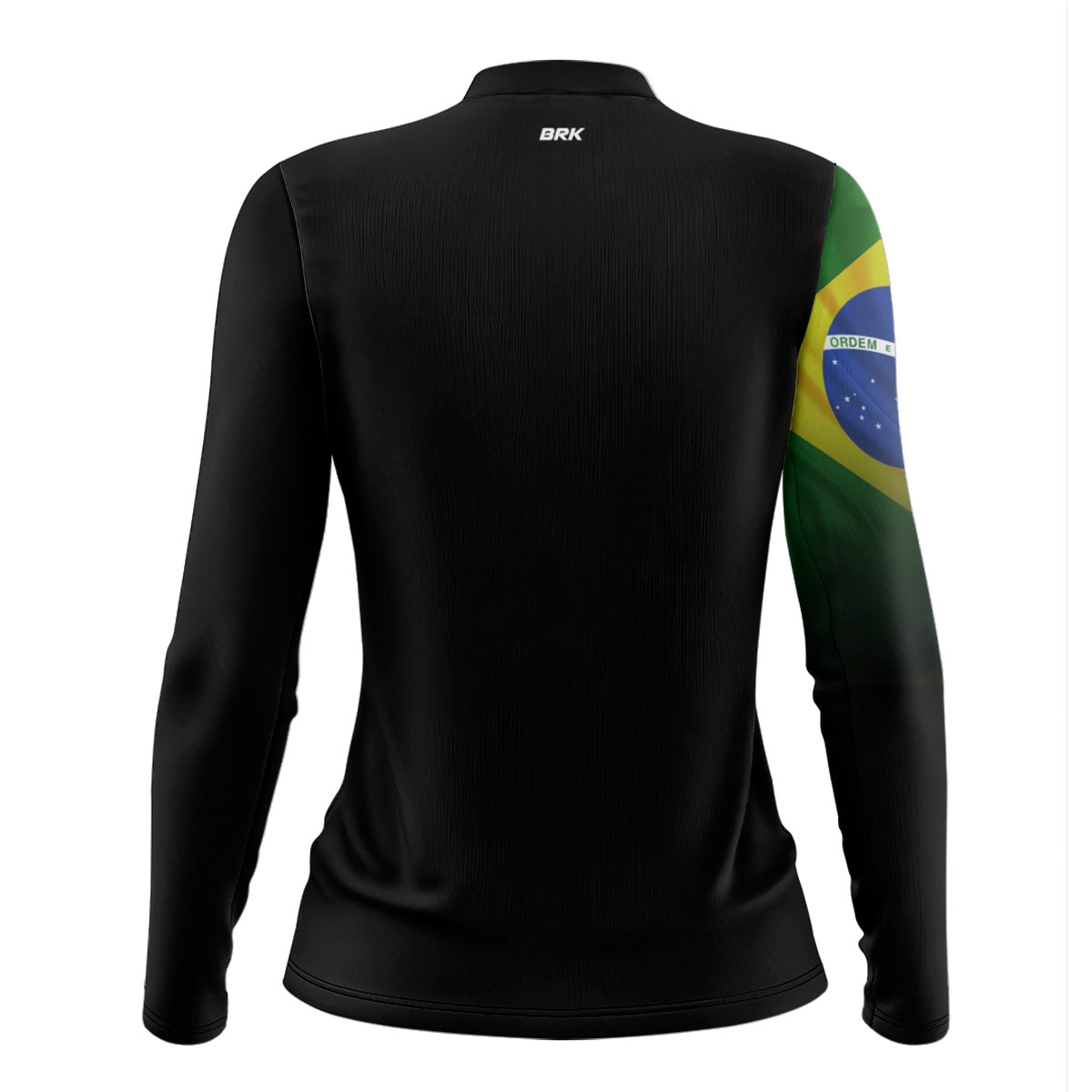 Camisa Feminina Brk Preta Bandeira do Brasil com Proteção Solar UV50 Envio Imediato Brk Fishing