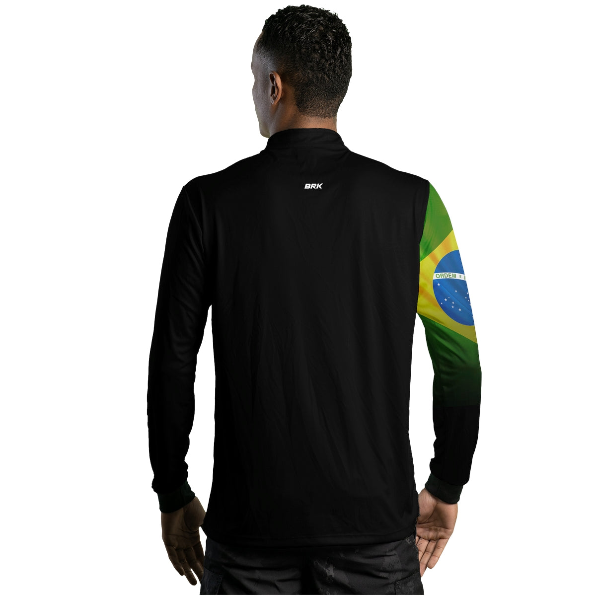 Camisa de Motociclismo Brk Preta Bandeira do Brasil com Proteção Solar UV50+ - Brk Fishing