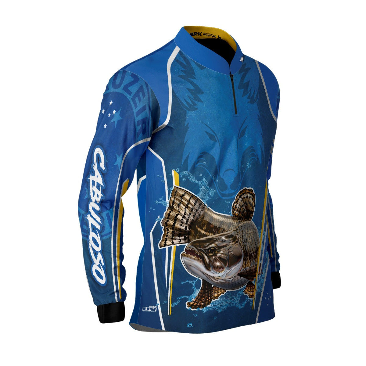 Camisa de Pesca Brk Traíra Futebol Azul com Proteção Solar UV50+ - Brk Fishing