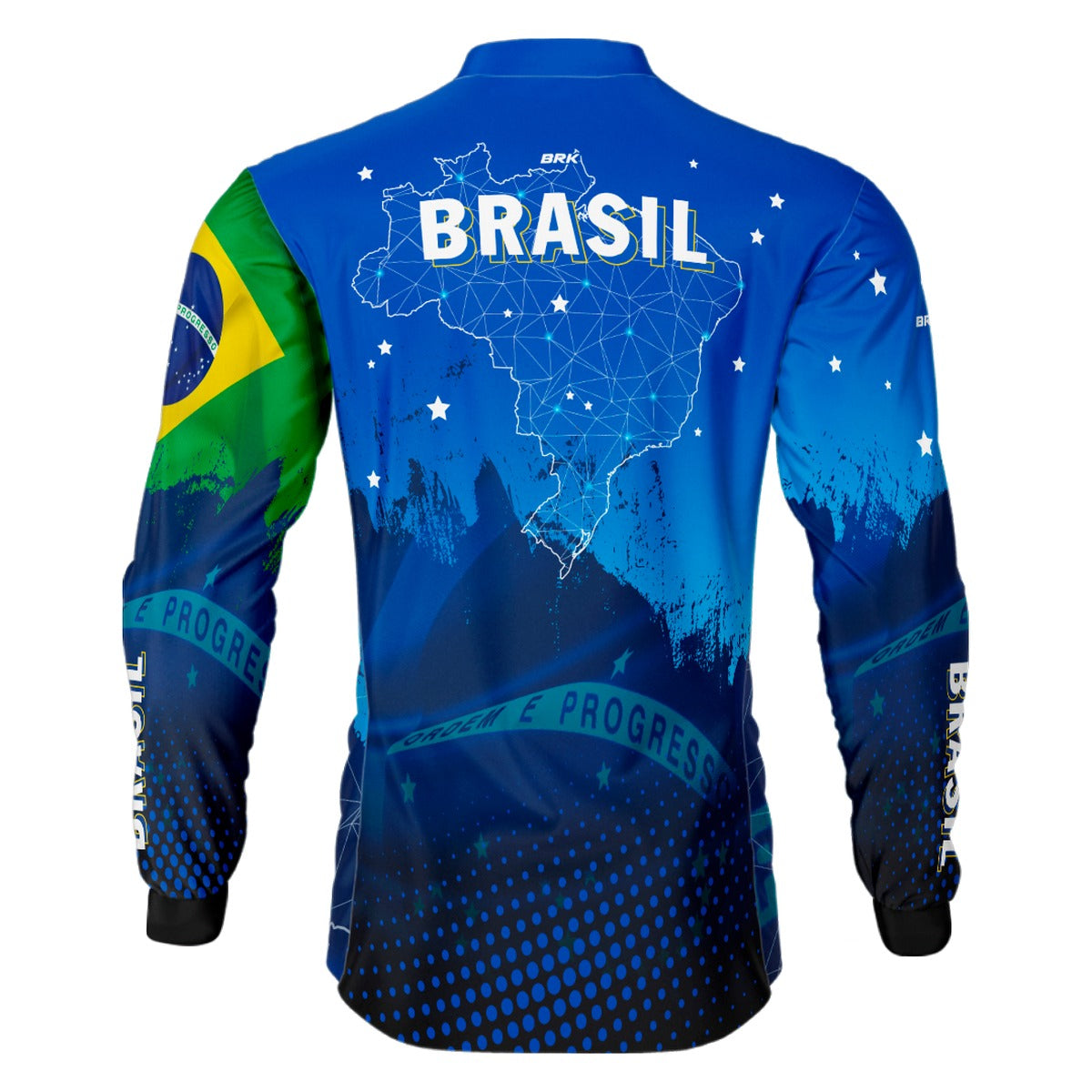 Camisa de Pesca Brk Brasil Azul com Proteção Solar UV50+ - Brk Fishing
