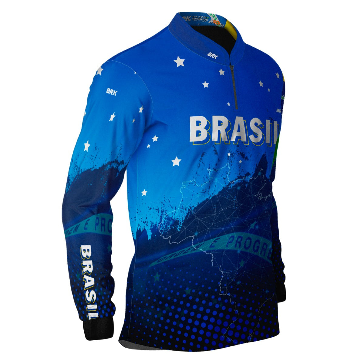 Camisa de Pesca Brk Brasil Azul com Proteção Solar UV50+ - Brk Fishing