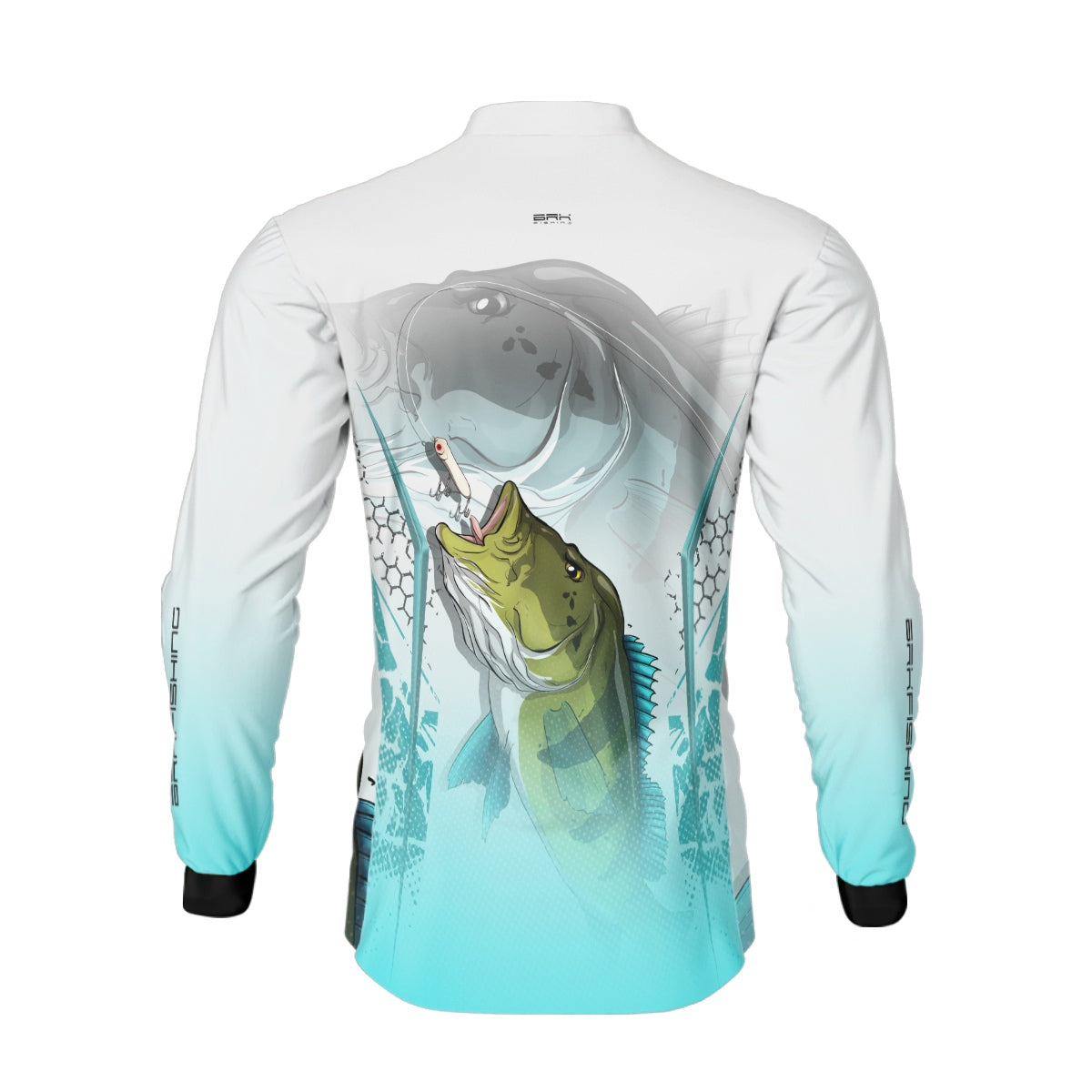 Camisa de Pesca Brk Tucunaré Branca e Azul com Proteção Solar UV50+ - Brk Fishing