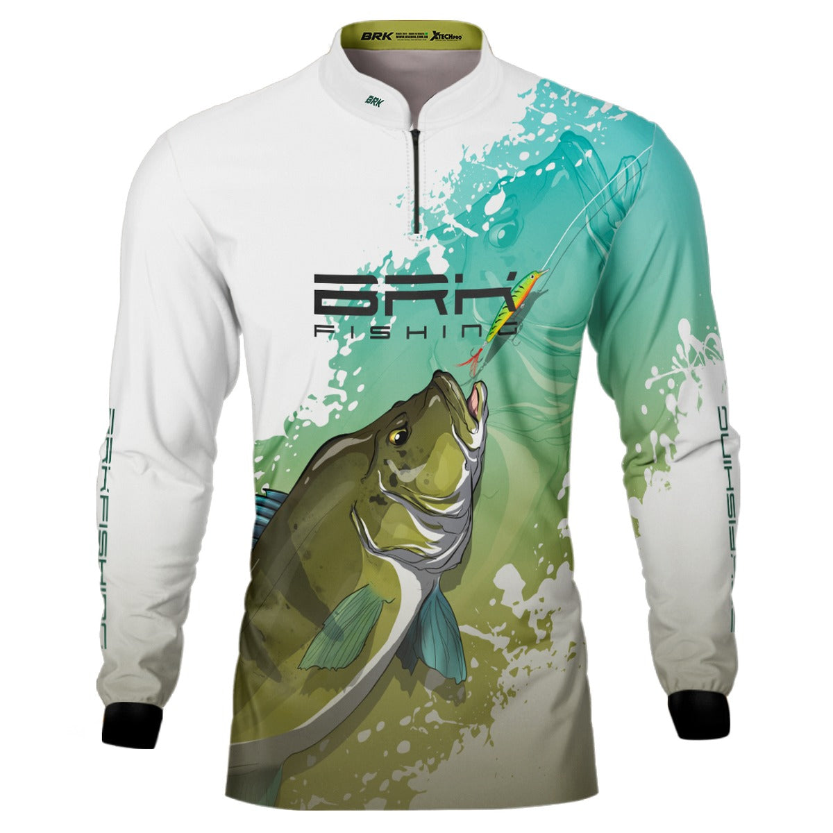 Camisa de Pesca Brk Tucunaré Verde e Branca com Proteção Solar UV50+ - Brk Fishing