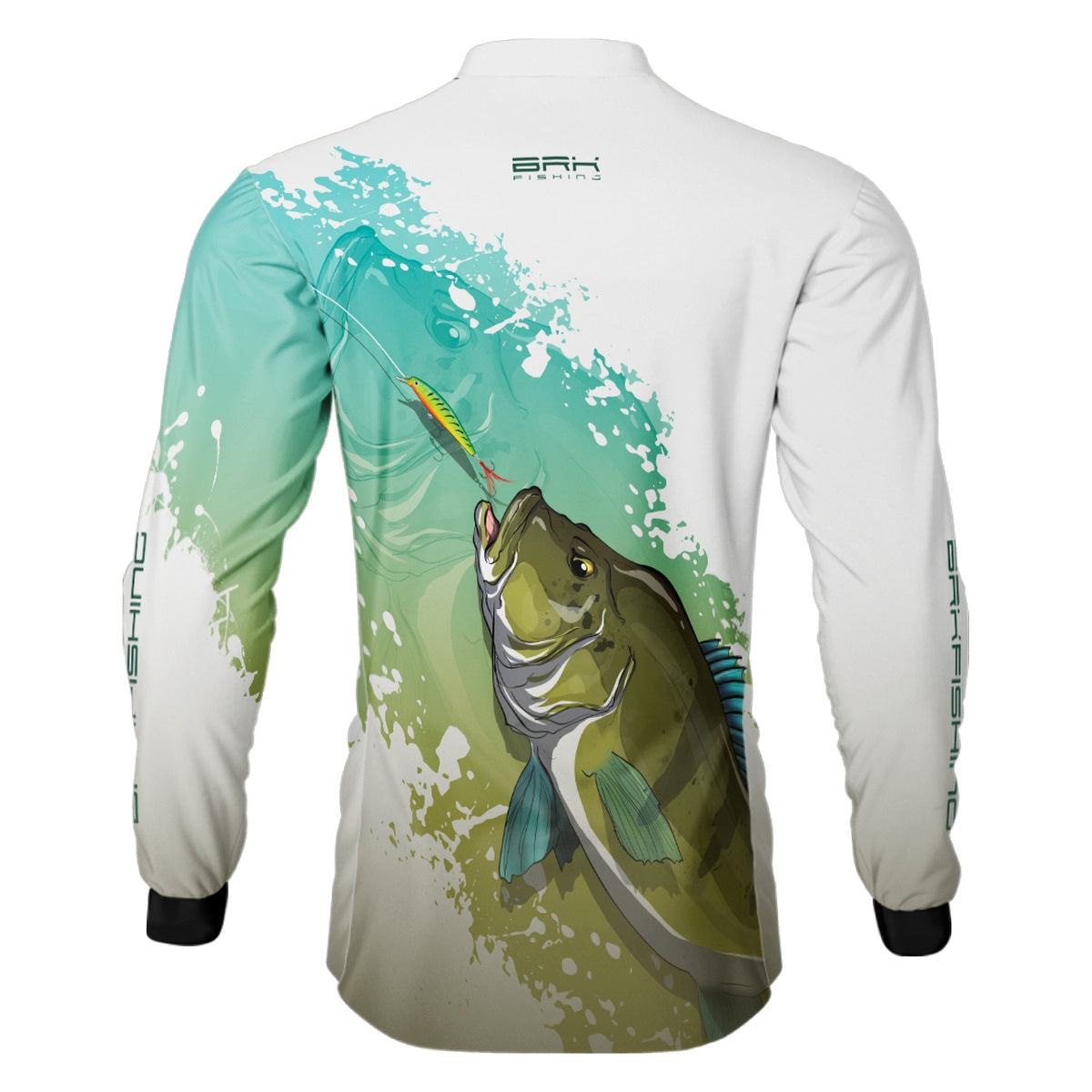 Camisa de Pesca Brk Tucunaré Verde e Branca com Proteção Solar UV50+ - Brk Fishing