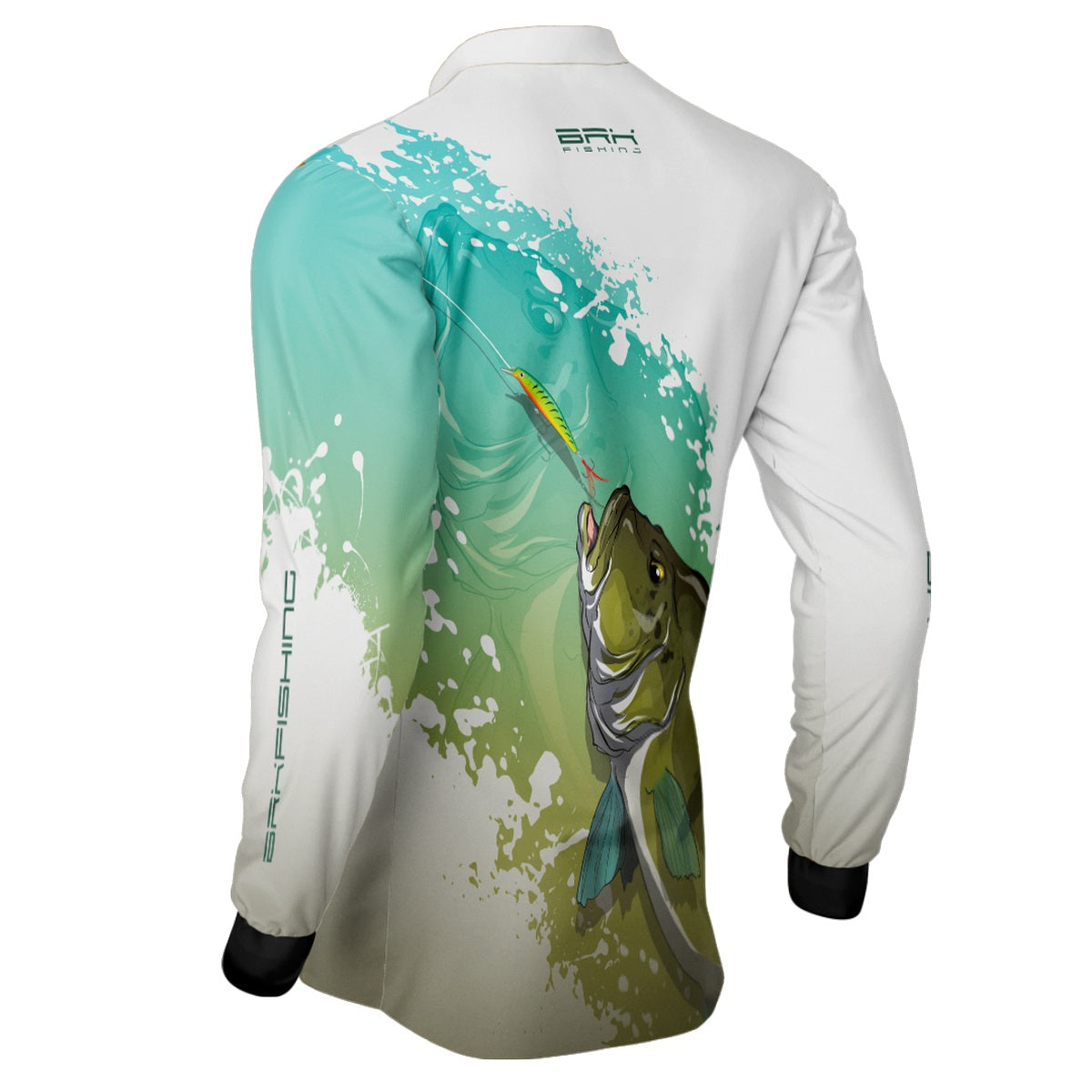 Camisa de Pesca Brk Tucunaré Verde e Branca com Proteção Solar UV50+ - Brk Fishing
