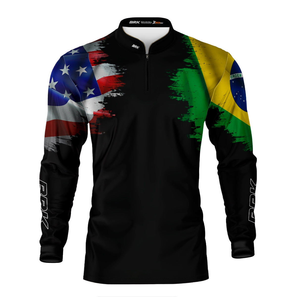 Camisa Agro Brk Bandeira Brasil Estados Unidos com Proteção Solar UV50+ - Brk Fishing
