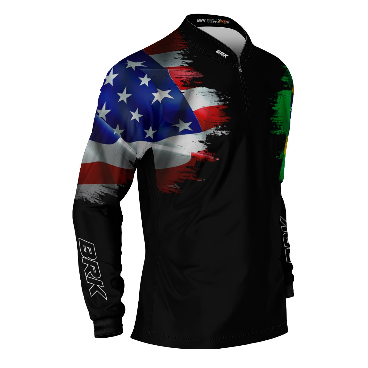 Camisa Agro Brk Bandeira Brasil Estados Unidos com Proteção Solar UV50+ - Brk Fishing
