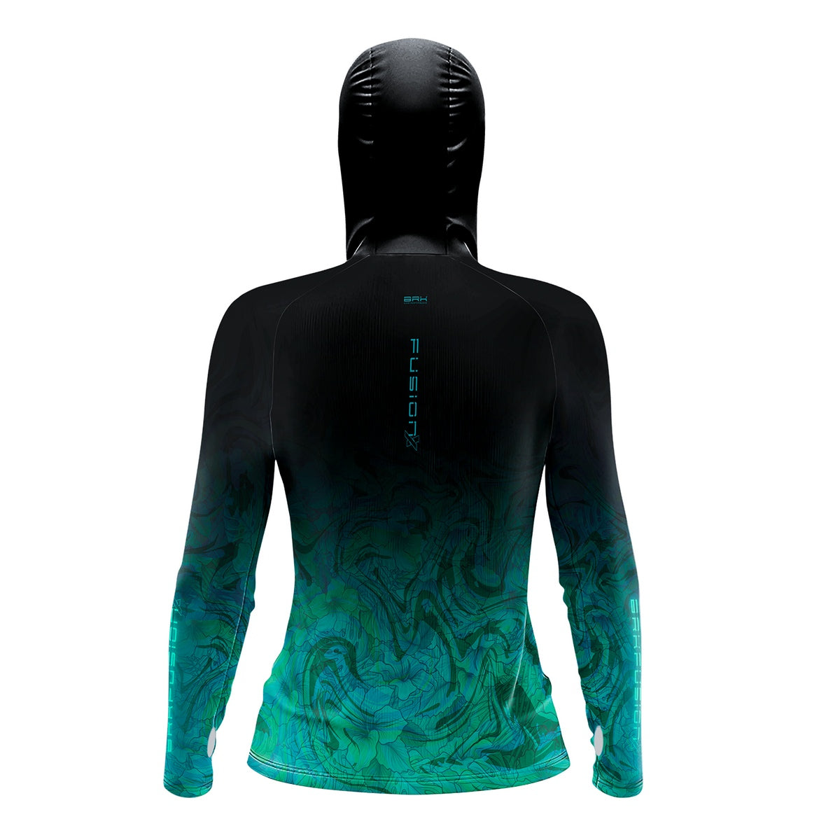 Camisa FusionX Feminina Brk Deep Azul Turquesa com Capuz e Proteção Solar UV50+ - Brk Fishing
